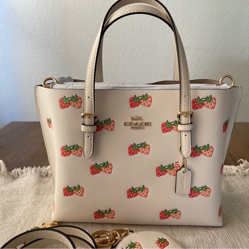 SOLD - NWT strawberry mollie tote 25 and coin purse